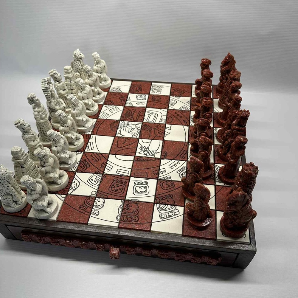 Mayan/Aztec Wood Chess board Set